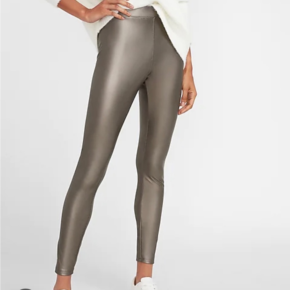 NWT Express High Waisted Metallic Faux Leather Legging